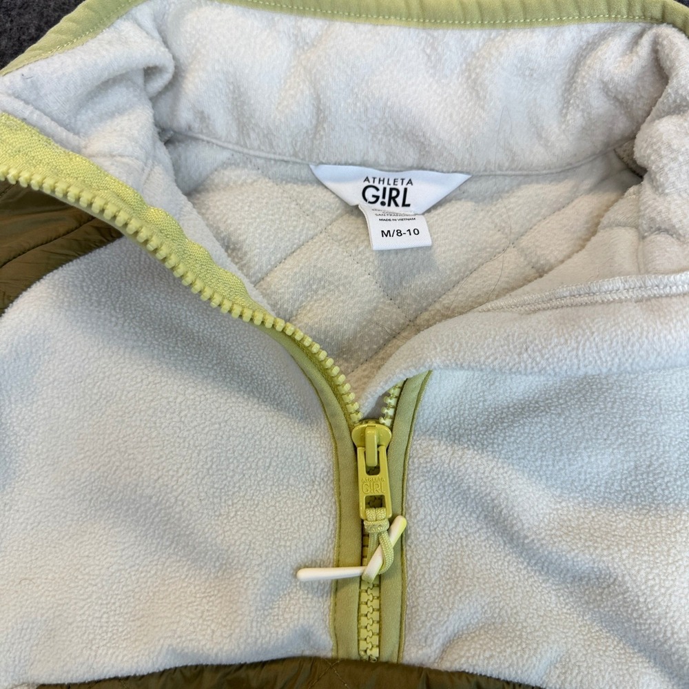 Athleta Girl Transition Half Zip Fleece Pullover Quilted Sweater Jacket M 8-10 - Picture 14 of 16